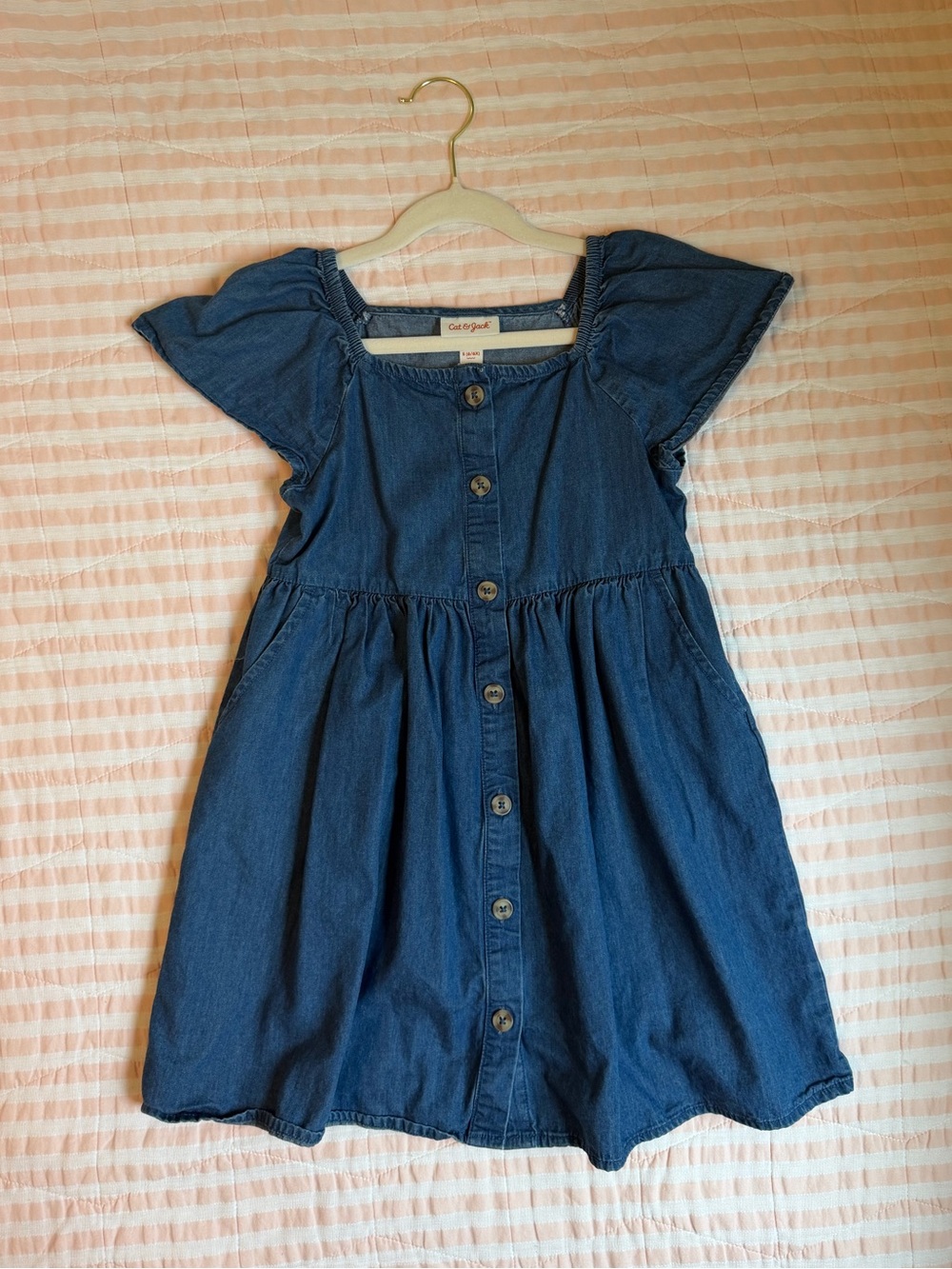 Cat & Jack Dark Blue Denim Button-Front Dress